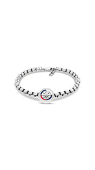 Hopeanvärinen miesten Tommy Hilfiger Compass thj2790726 -teräsrannekoru, jossa pyöreä kompassilaatta ja sinipunavalkoiset yksityiskohdat.