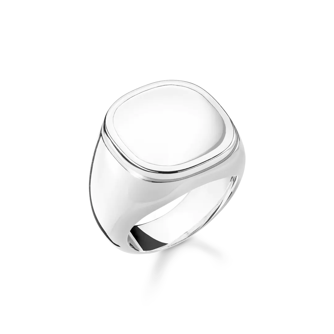 Thomas Sabo TR2249-637-21 -hopeinen sinettisormus kiiltävällä tasaisella laatalla