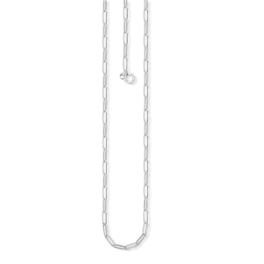 Pitkä hopeinen Thomas Sabo Charm Club X0268-001-21-L70 -kaulakoru linkkiketjulla ja rengasliittimellä.