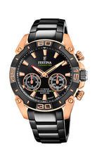 Musta ja ruusukultainen Festina Connected Hybrid Chrono Bike miesten kello F20548/1 safiirilasilla