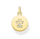 Rund guldpläterad Thomas Sabo PE882-414-14 Cat Paw silverhänge med kattassmotiv prytt med zirkoniastenar.