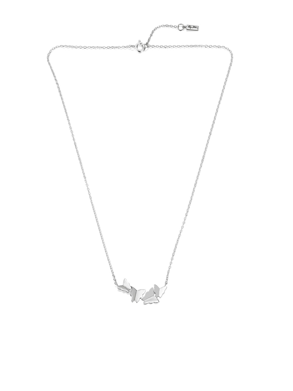 Efva Attling Little Miss Butterfly Air 10-100-01349 halsband har en tunn silverkedja. Dekorationen är en rad fjärilar.